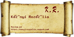 Kányi Rozália névjegykártya